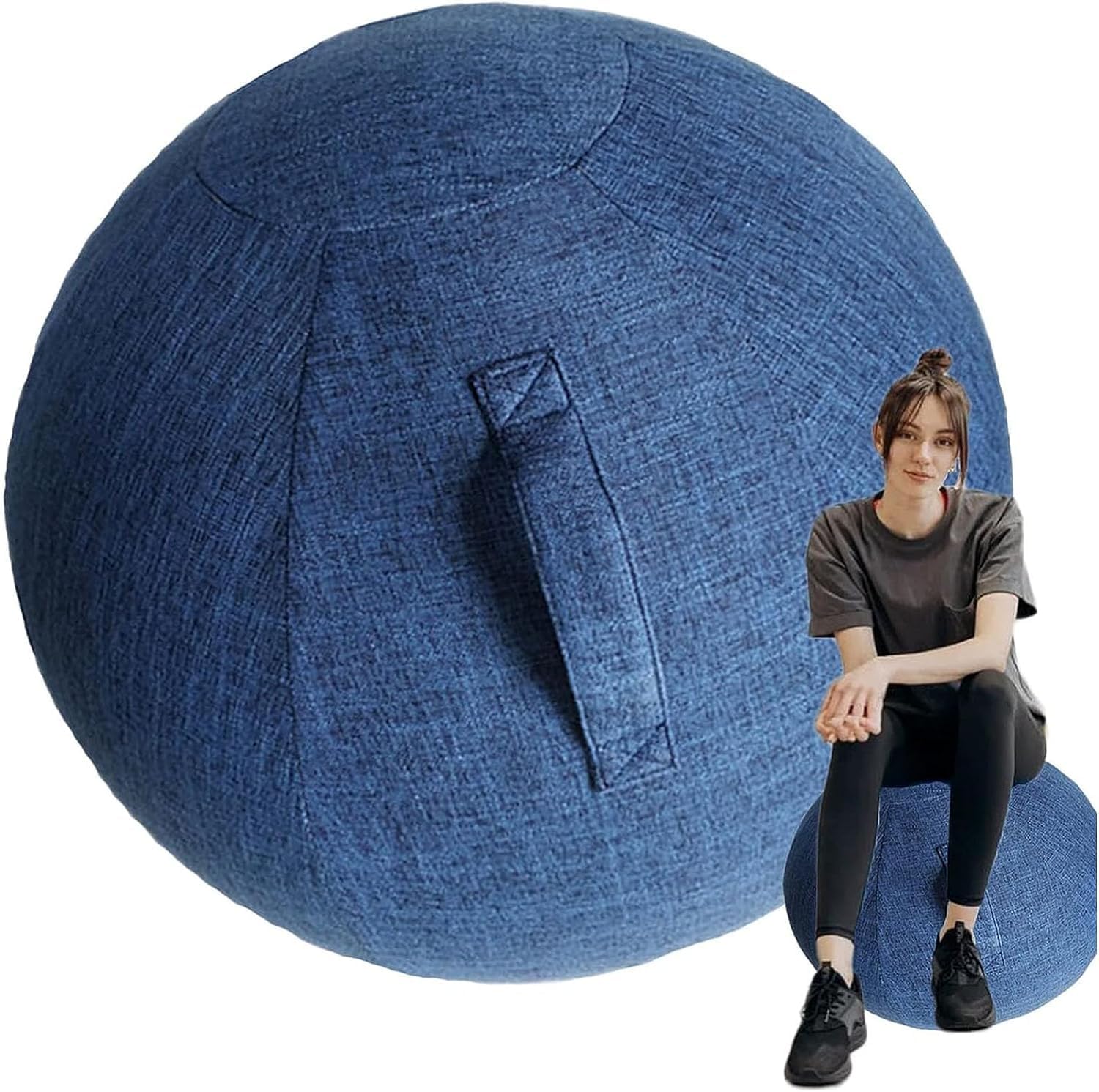 Housse de ballon de yoga anti-rayures avec poignée Bleu 85 cm