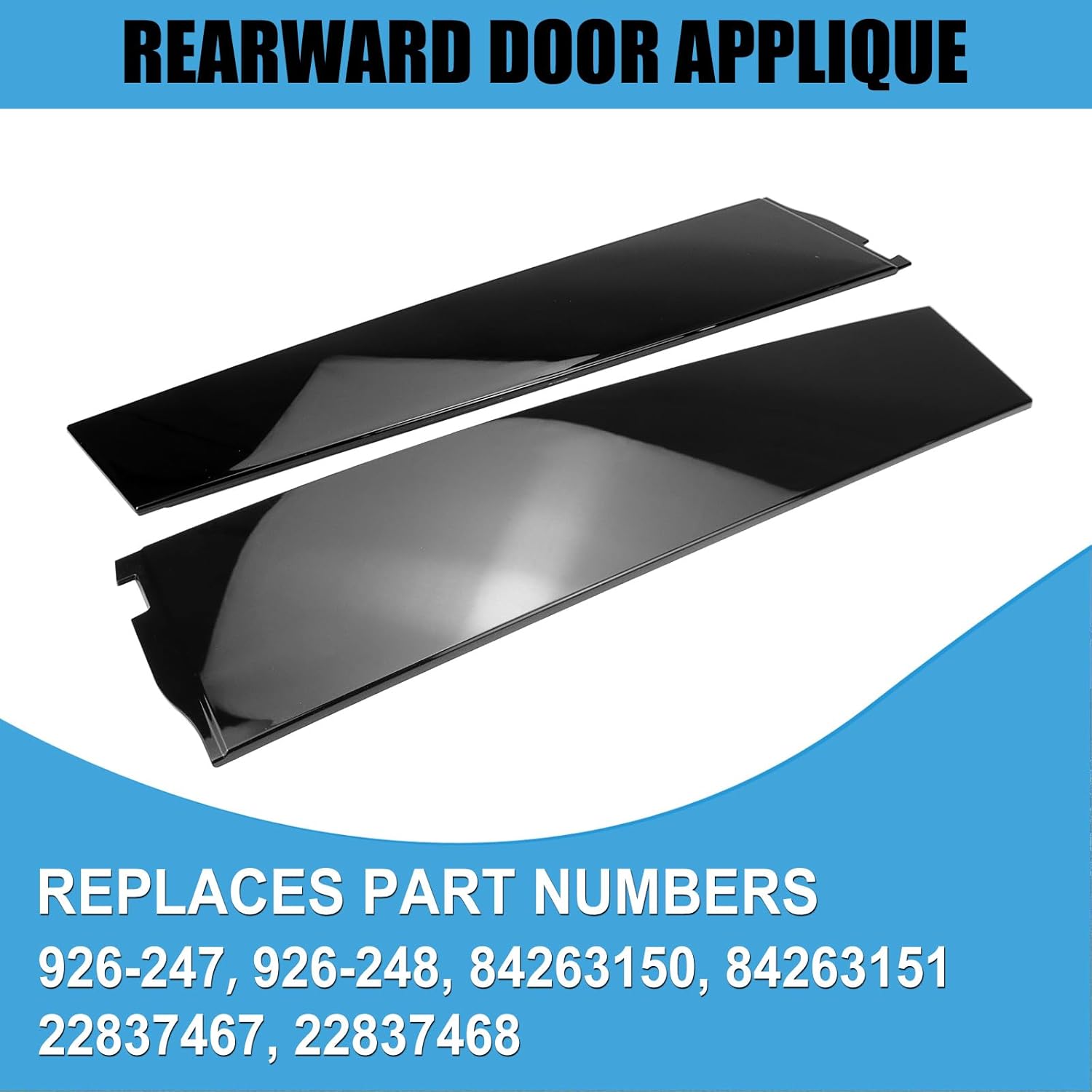 Rear Driver & Passenger Side Rearward Door Applique Compatible with 2015-2018 Cadillac Escalade ESV Chevy Suburban GMC Yukon XL Gloss Black Replaces 926-247 926-248