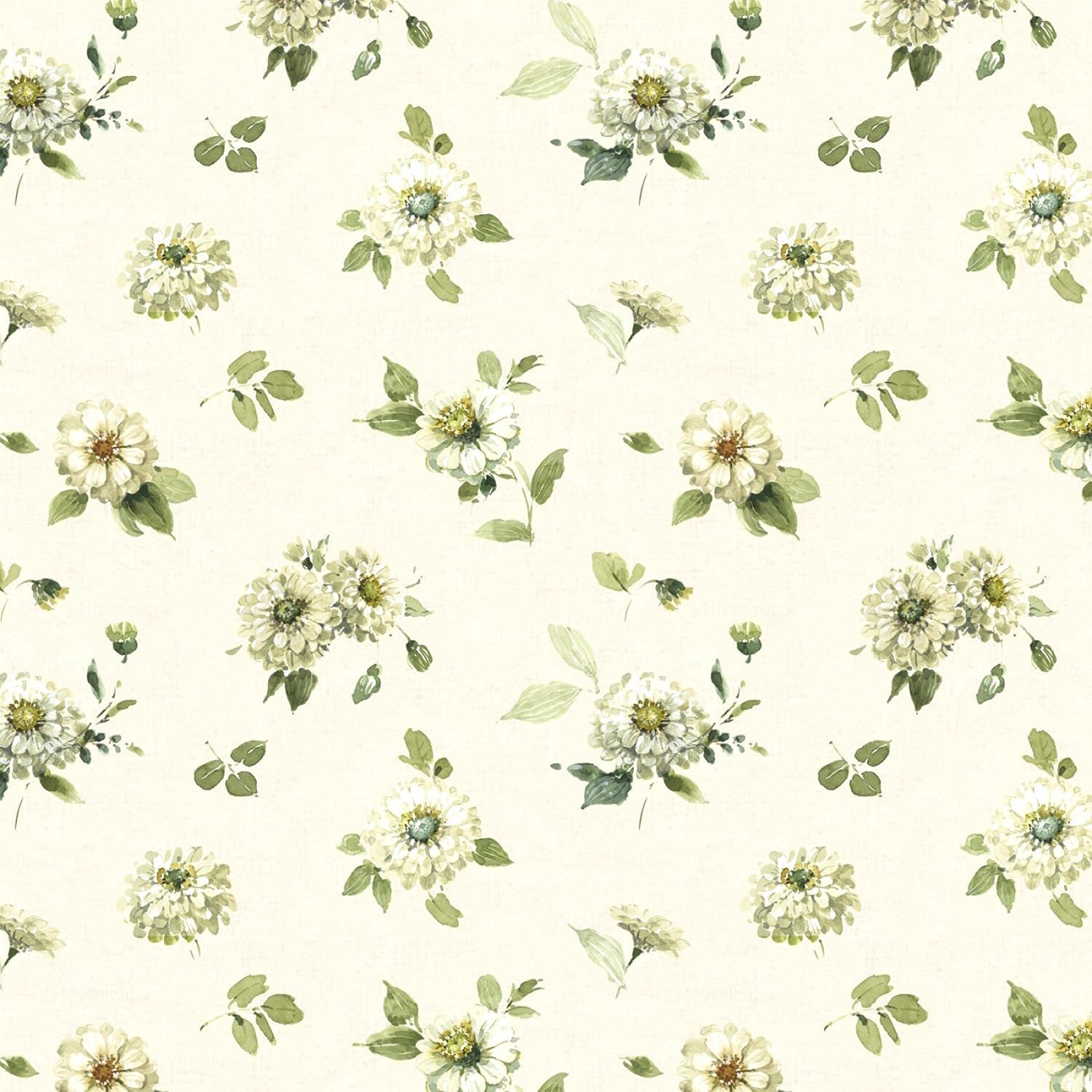 Wilmington Prints Green Fields Medium Floral, Fabric by The Yard (Cream)