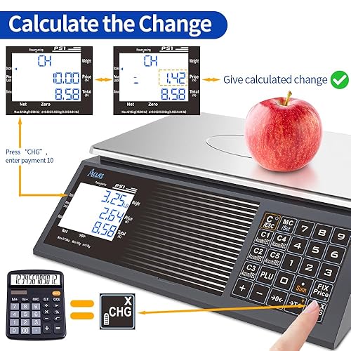 Miniatura 4 de ACLAS Báscula de computación de precio digital NTEP certificada legal para el comercio 60 libras 0.02 libras Báscula comercial al por menor con