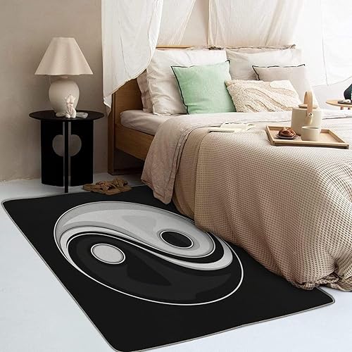 Miniatura 3 de Yin Yang Alfombra y decoración del hogar, alfombra de 2 x 3 pulgadas, alfombras chinas para entrada, sala de estar, dormitorio, alfombra blanca y
