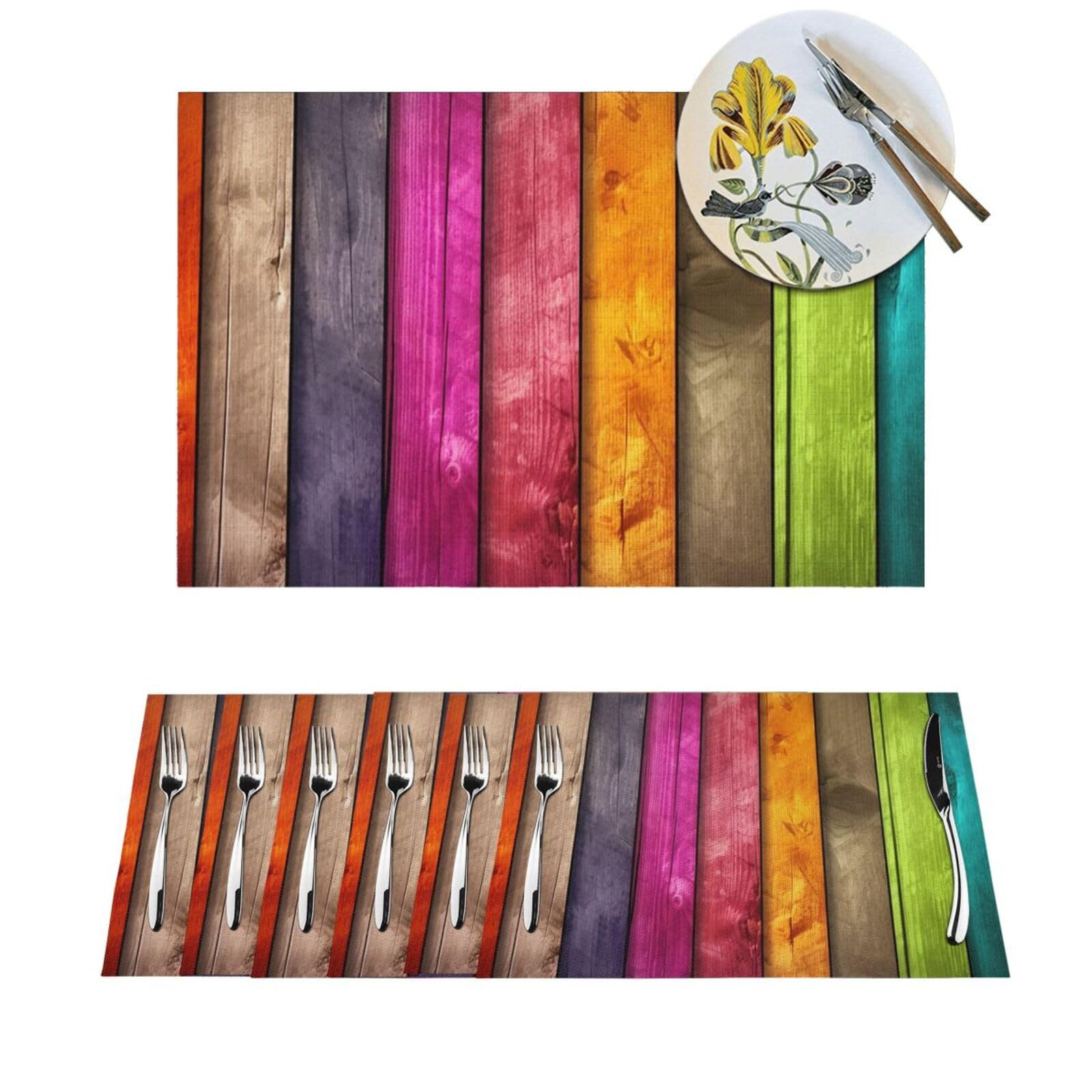 Sets de table lavables en PVC tissé effet bois élégance durable
