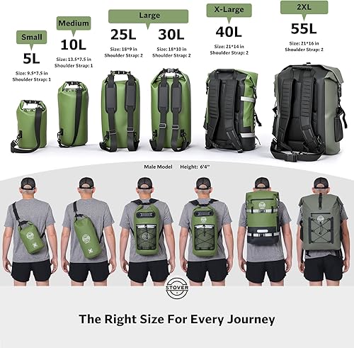 Miniatura 2 de STOVER Mochila impermeable de 51025304055L, bolsa seca flotante para kayak, viajes, playa, senderismo y campamento, hombresmujeres