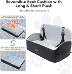 Gimars Reversible Dog Car Seat with Long & Short Plush for Small/Medium/Large Dogs Up to 60lbs, Detachable Washable Anti-Slip Dog Booster Seat with 5.1'' 28D Egg-Crate Foam, 2 Side Pockets, L
