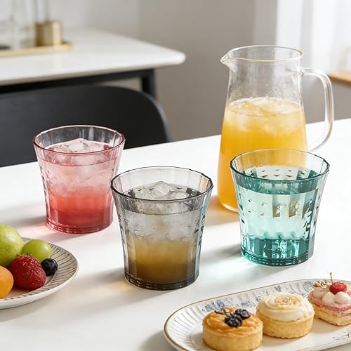 Miniatura 7 de AVLA Paquete de 12 vasos de agua de plástico, vasos de acrílico irrompibles de 10 onzas, vaso de vino de jugo reutilizable transparente, sin BPA,