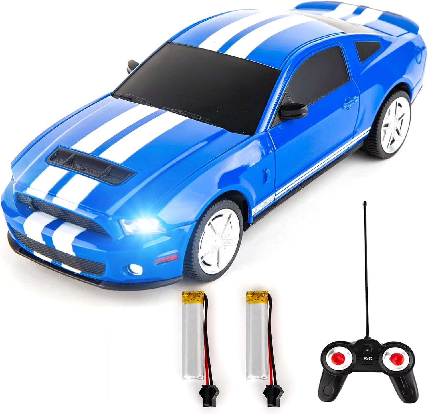 BDTCTK Remote Control 1/24 Ford Mustang Shelby GT500 RC Model Car, Toys for 6+ Kids and Adults Blue