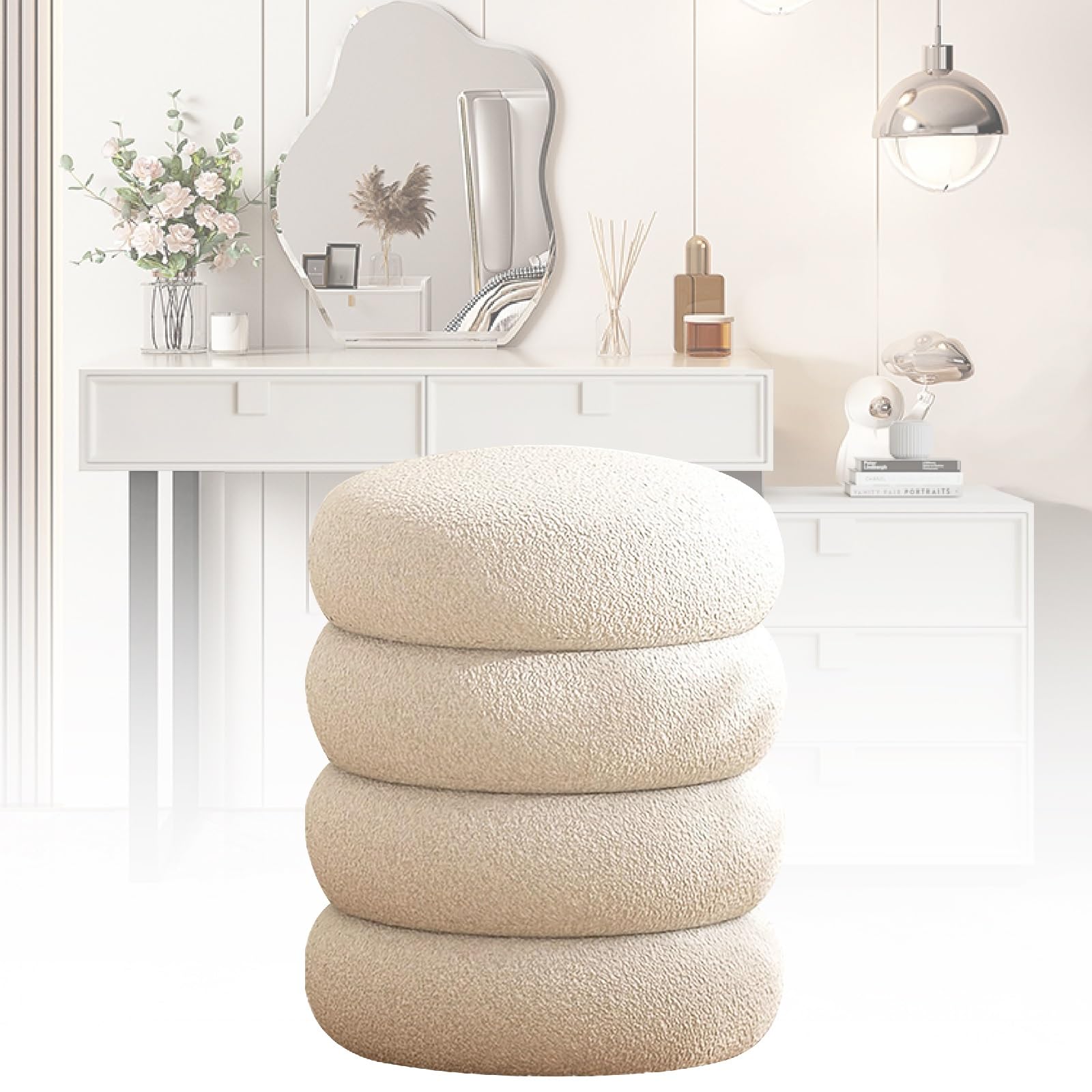 Tabouret blanc compact pour petits espaces pour se chausser sans effort