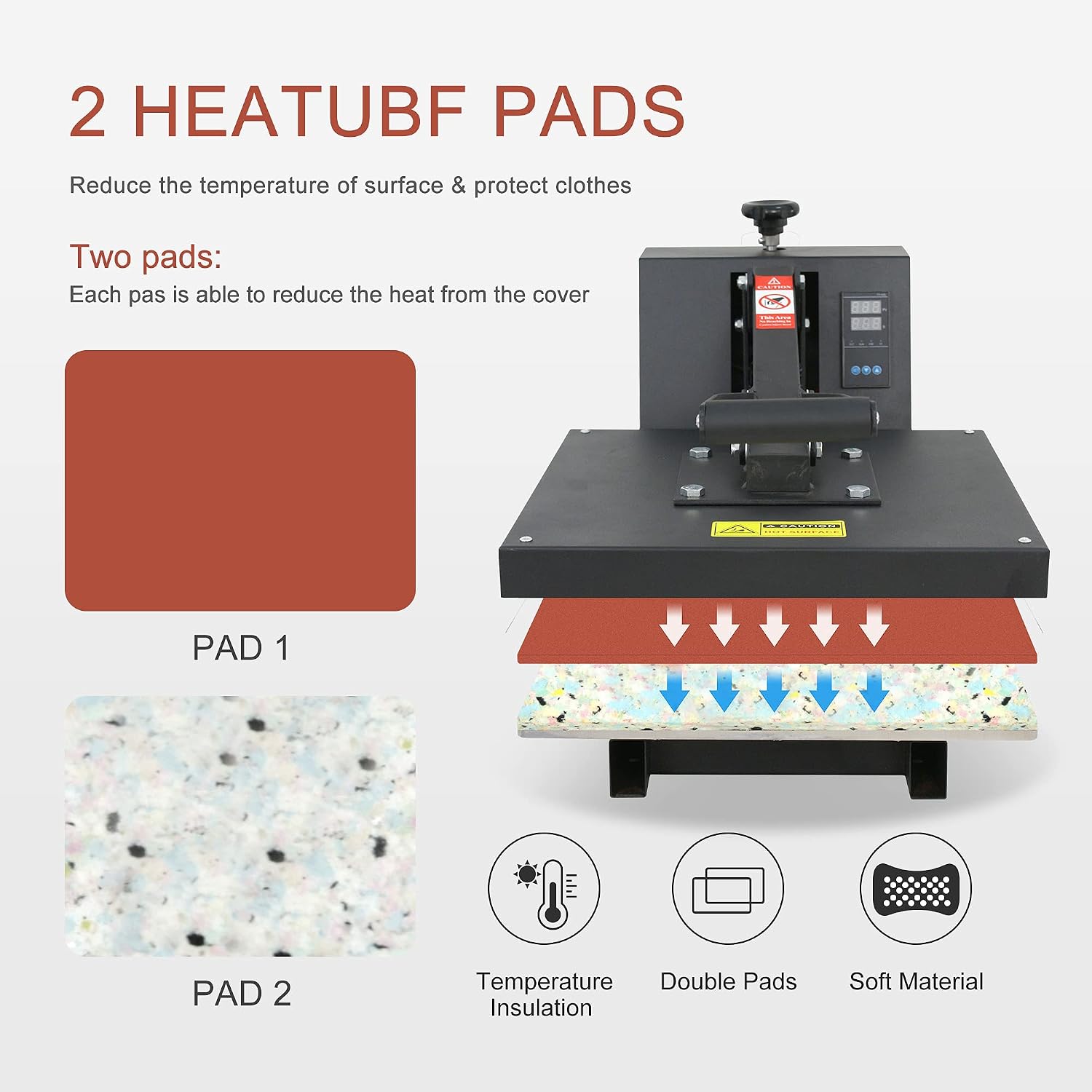 SUPER DEAL PRO 15" X 15" Digital Heat Press Machine Industrial Quality Clamshell Sublimation Transfer Machine with Two Teflon Sheets for T-Shirt, 110V