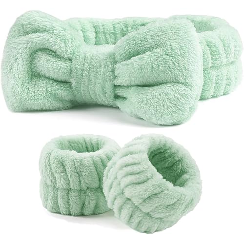Ayesha Spa Headband and Wristband Set for Washing Face Skincare Makeup | soft &Ultra-absorbent| Non-Slip for Beauty Routines & Self-Care | Great Skin Care Gifts for Women
