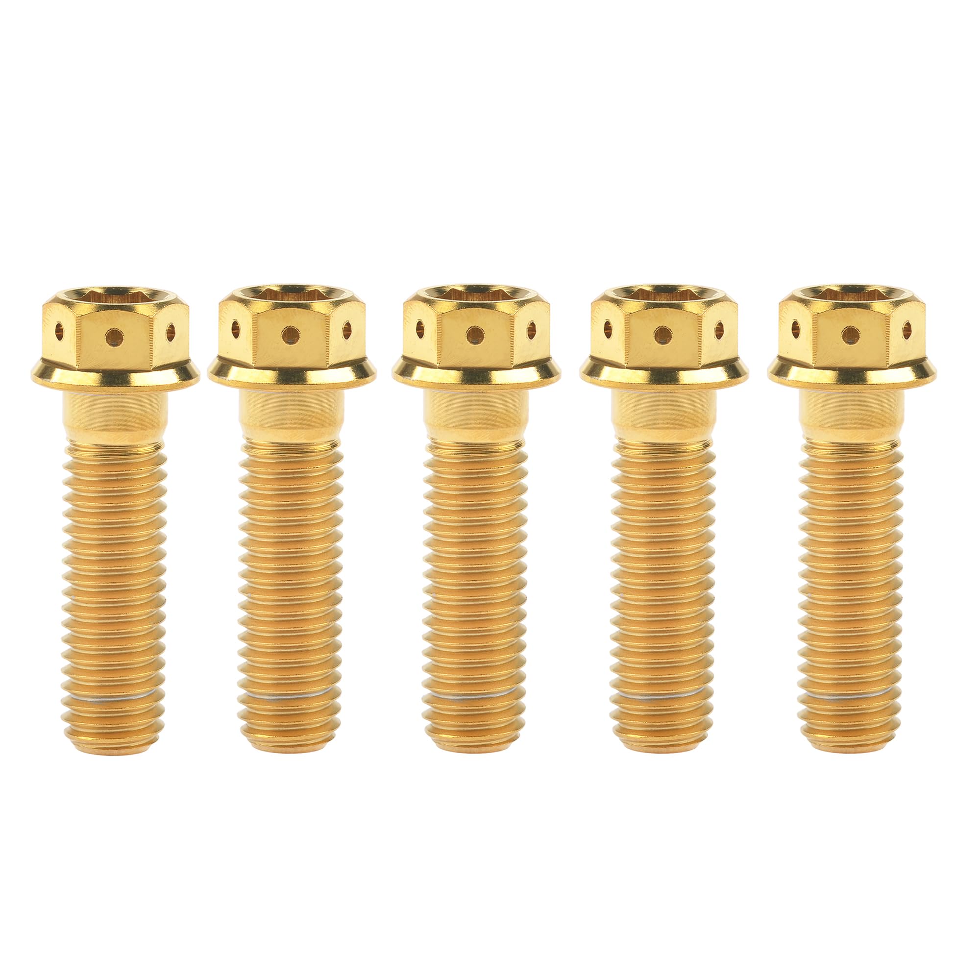 Ruifu Titanium M6 M8 M10 10 15 20 25 30 35 40 45 50 55 60 65 70 75 80 85 90mm Flange Allen Key Head Bicycle Bolts Screws Pack of 5 (Gold, M10x35mm Pitch1.25)
