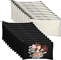Vista 13 de Legigo Bolsa de Lona en Blanco con Cremallera Estuche Bolsas de Maquillaje a Granel - Estuche de Lona Multiusos para Lápices con Cremallera