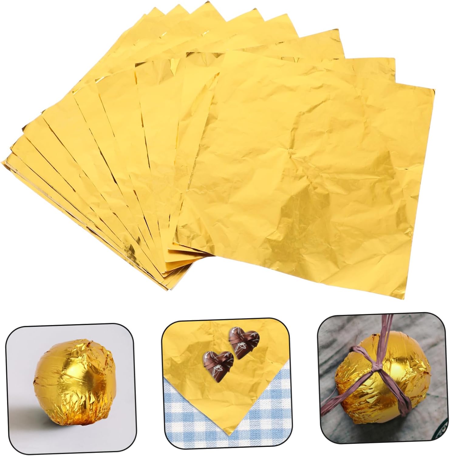 Kisangel 100pcs Packaging Aluminum Foil for Candy Chocolate and Tea Wrapping Bright Finish for Weddings Parties and Home Use