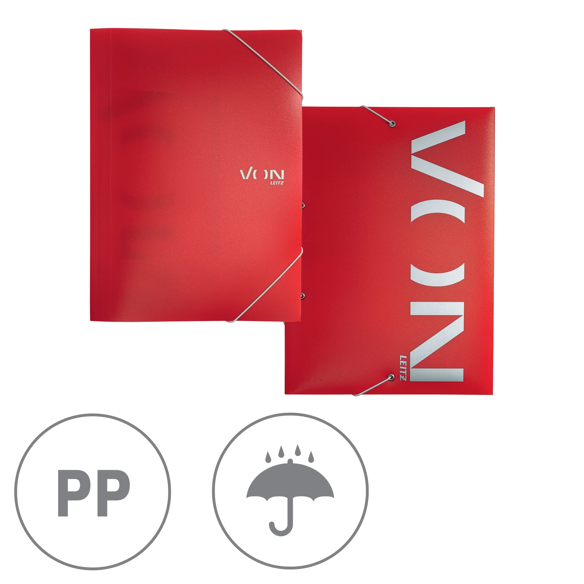 VON Leitz 30070025 A4 Folder with Elastic Band, Polypropylene Plastic, for 150 Sheets, 3 Flaps, Folder with Elastic Band - Image 3