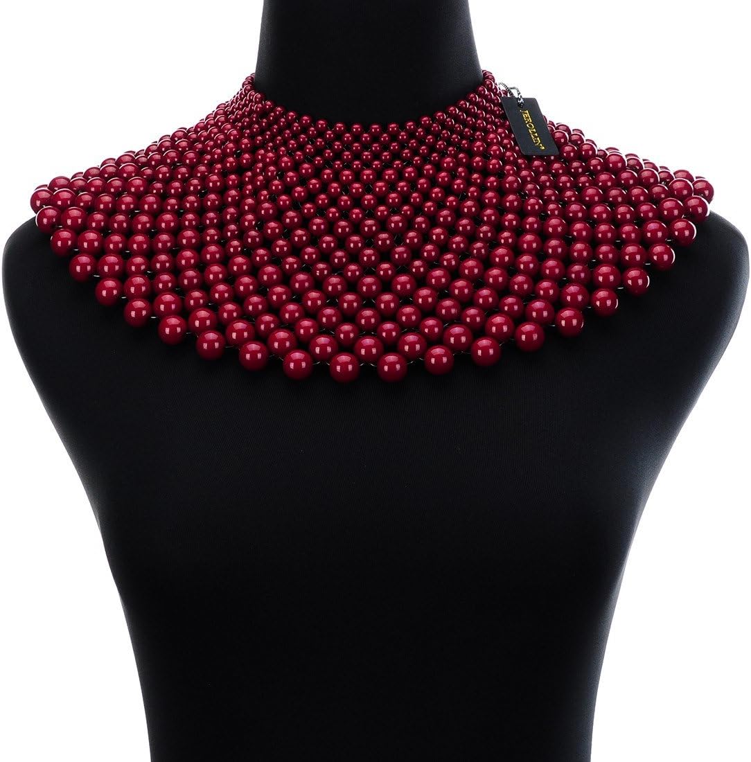 Bib Collar Necklace Chunky CCB/Crystal/Pearl Resin Beads Chain Choker Statement Necklace Womens Fashion Jewelry Necklace - Image 3