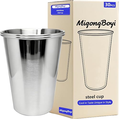 MigongBoyi 30PCS 20-OZ Tainless Steel Cups,Metal Cups, Stainless Steel Pint Cups