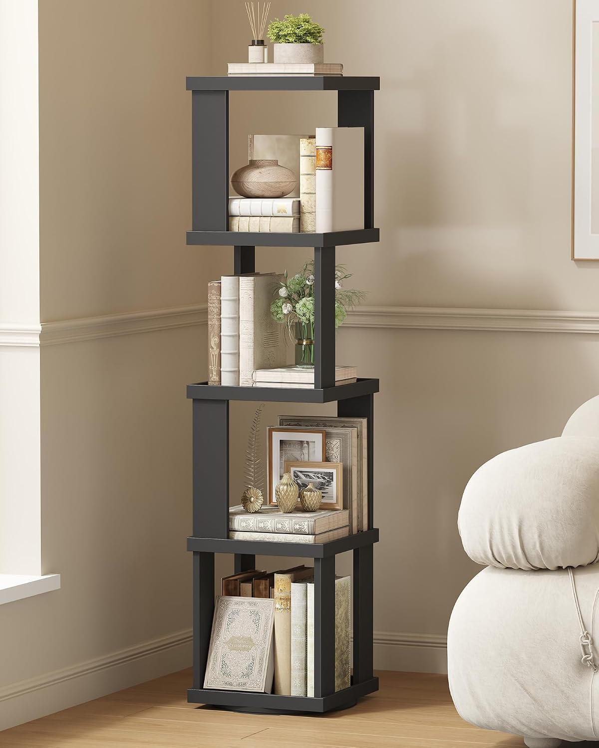 TUTOTAK 5-Tier 360°Rotating Bookshelf, Narrow Book Shelf, Corner Bookcase image 2