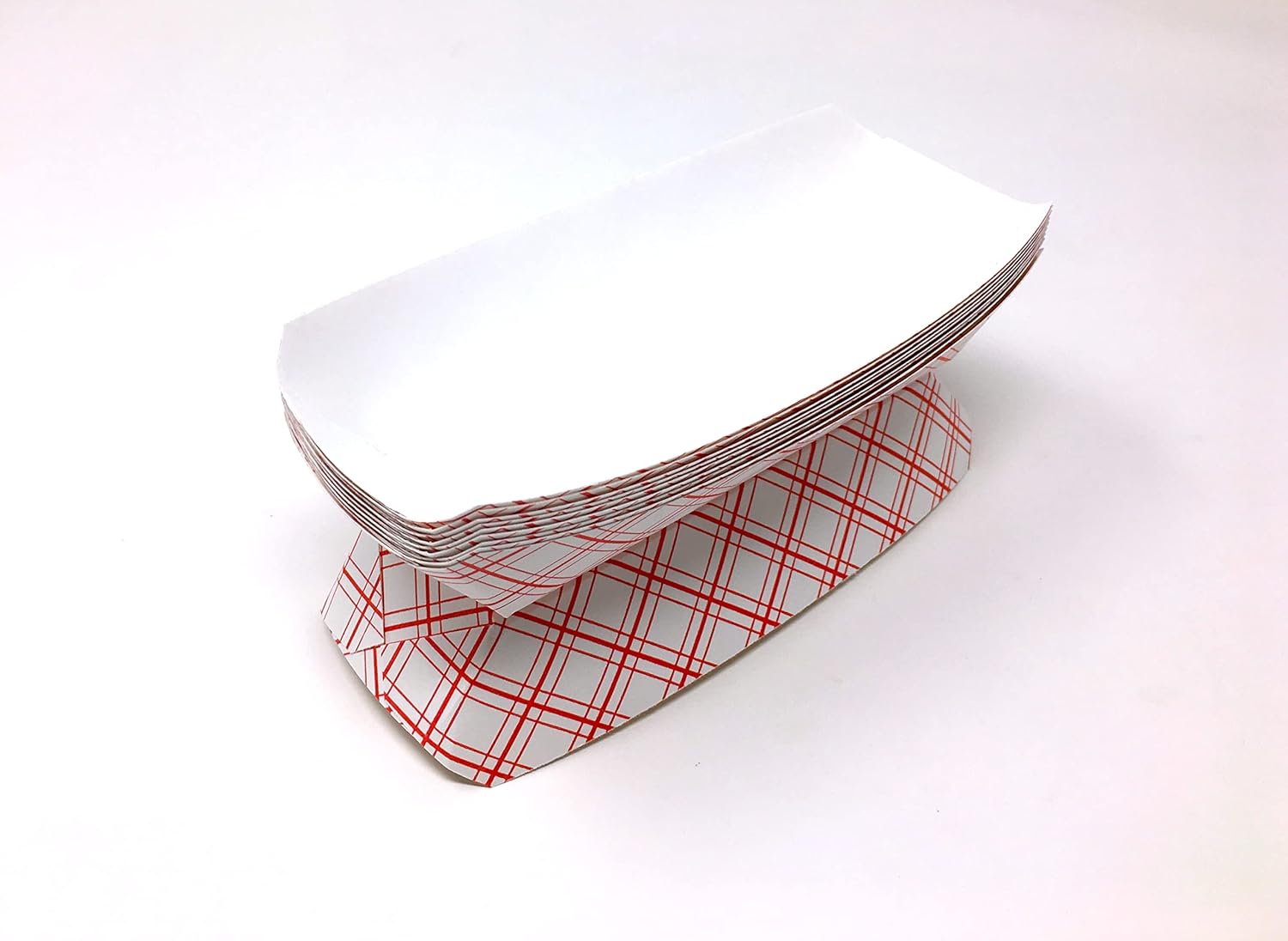 Mr Miracle 7 Inch Paper Hot Dog Tray in Red White Pattern. Pack of 250. Disposable, Recyclable and Fully Biodegradable. Made in USA