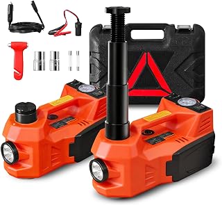 Electric Car Jack, 5 Ton Hydraulic Floor Jack with Tire Inflator & LED Light for SUV Sedan Truck, Lift Range 6.1-17.7 Inch