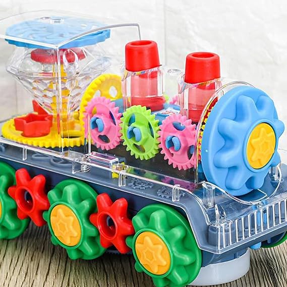 Colorful Musical Locomotive - Durable Gear Train Toy, Light Up Engine, Educational Toy, Gear Action Train | Long Lasting Automatic Bright Color Gear Car Engine for Kids Boys Girls