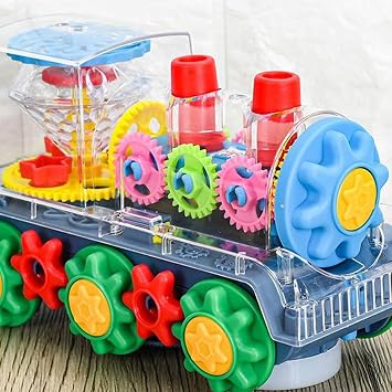 Colorful Musical Locomotive - Durable Gear Train Toy, Light Up Engine, Educational Toy, Gear Action Train | Long Lasting Automatic Bright Color Gear Car Engine for Kids Boys Girls