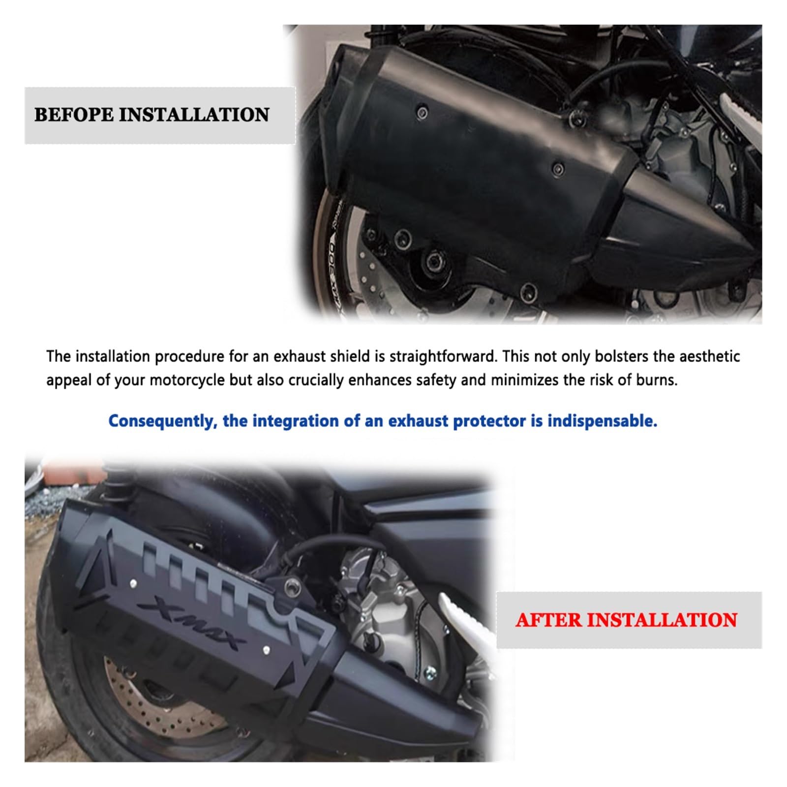 for XMAX300 X Max 300 250 2017-2024 Moto Tubo di Scarico Scudo Protezione di Scarico Scudo Termico Copertura della Protezione Decorativa
