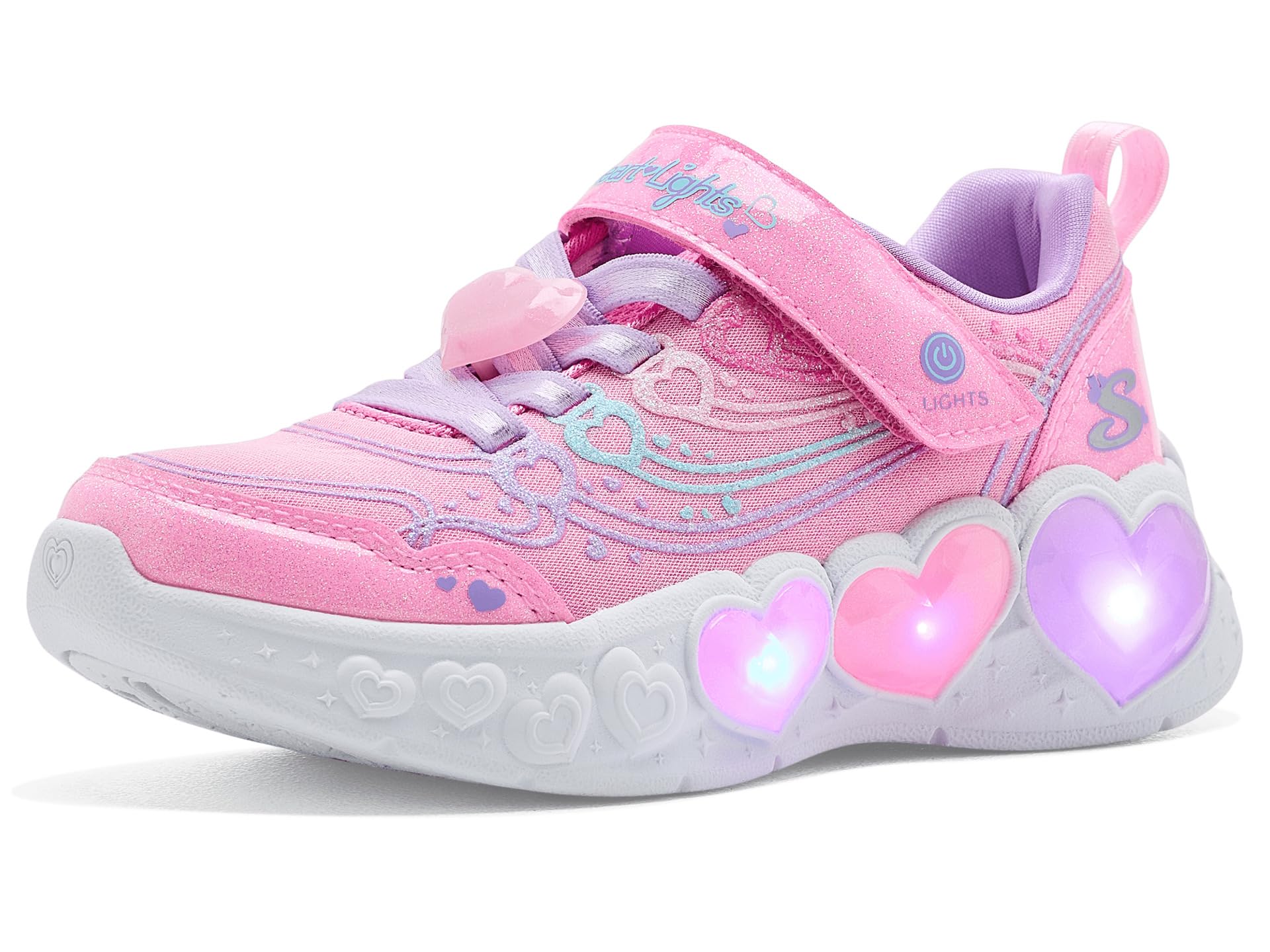 Girls' Enchanted Heart Lights Light-up Sparkle Mesh Sneakers