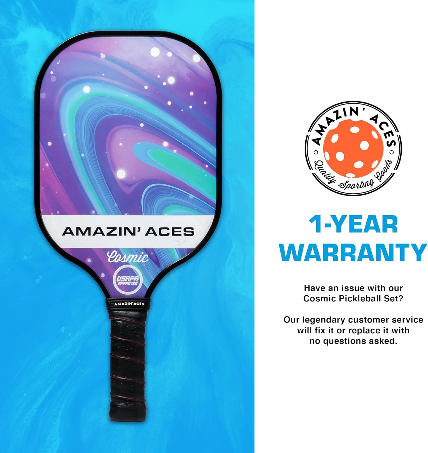 Amazin' Aces Graphite Pickleball Paddles Set - Single, 2 or 4 Paddles, Honeycomb Polymer Core with Comfy Cushion Grip - Varying Accessories Including Pickleballs, Pickleball Bag & Paddle Cover