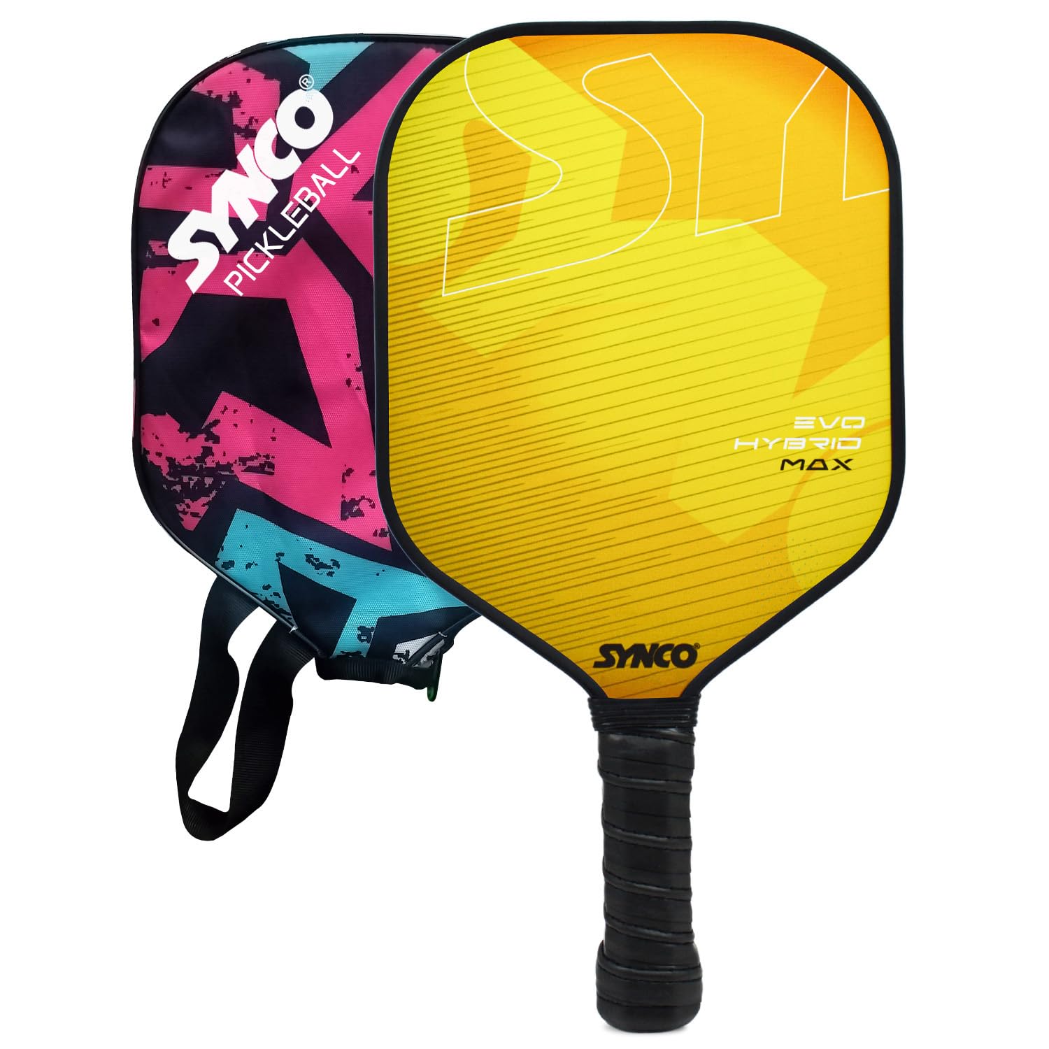 Synco Pickleball Paddle Racket | Performance Lightweight Pickle Bat Racket | Polypropylene Honeycomb Core and Cushion Comfort Grip (16mm, Hybrid Max Yellow)-image-39