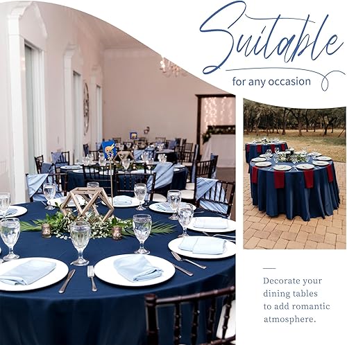 Miniatura 513 de Paquete de 8 manteles redondos blancos de 90 pulgadas, manteles redondos de poliéster lavables para mesa de tela decorativa resistente a