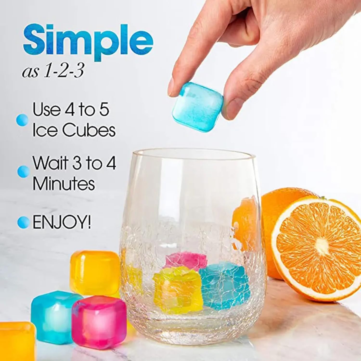 Set of 20 Coloured Reusable Ice Cubes - BPA Free and Non-Toxic - For Drinks, Cocktails, Picnics, Parties and Birthdays - Eco Friendly Alternative to Traditional Ice - Easy to Clean