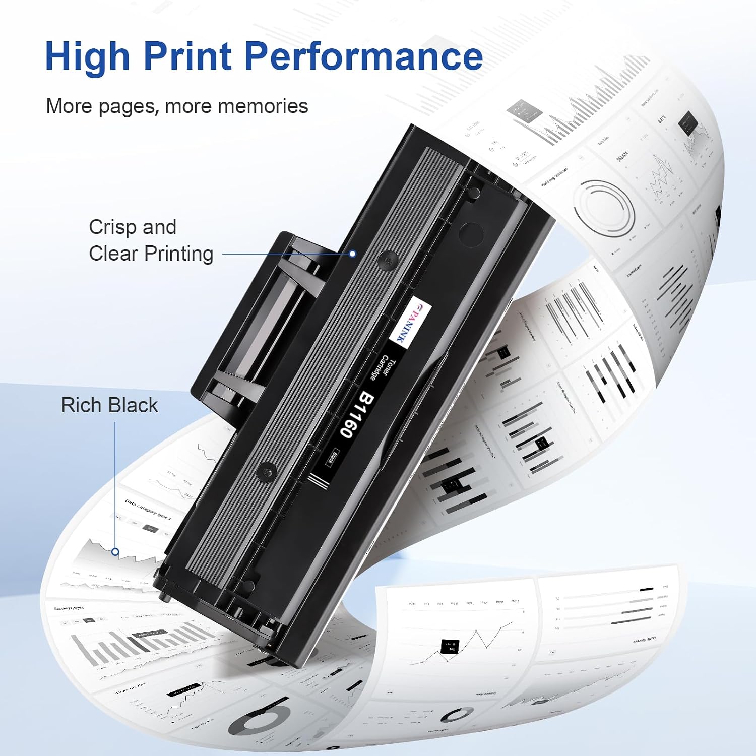 B1160 Toner Cartridge Replacement for Dell B1160 B1160W Toner Cartridge Compatible with Dell 1160 B1163w B1165nfw B1160 B1160w Printer - 2 Black