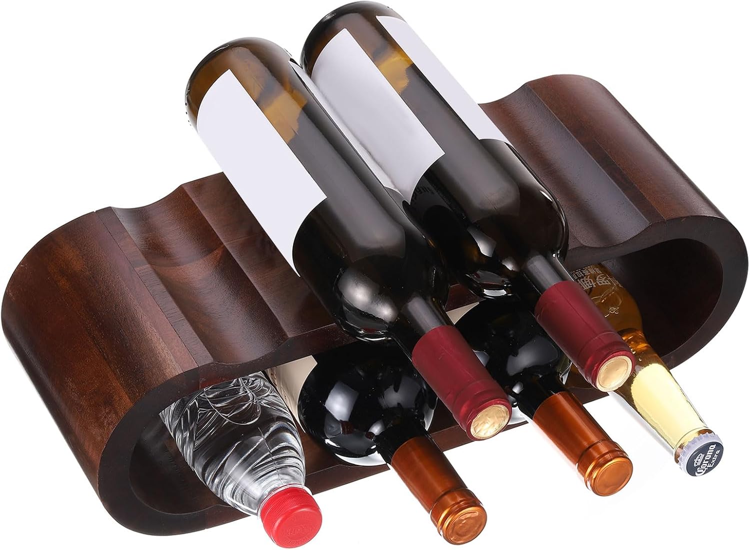 uxcell Wooden Wine Racks Countertop, 8 Bottle Wine Rack, Wine Bottle Holder Stand, Free Standing Wine Storage, Wine Shelf Organizer for Kitchen, Bar, Party