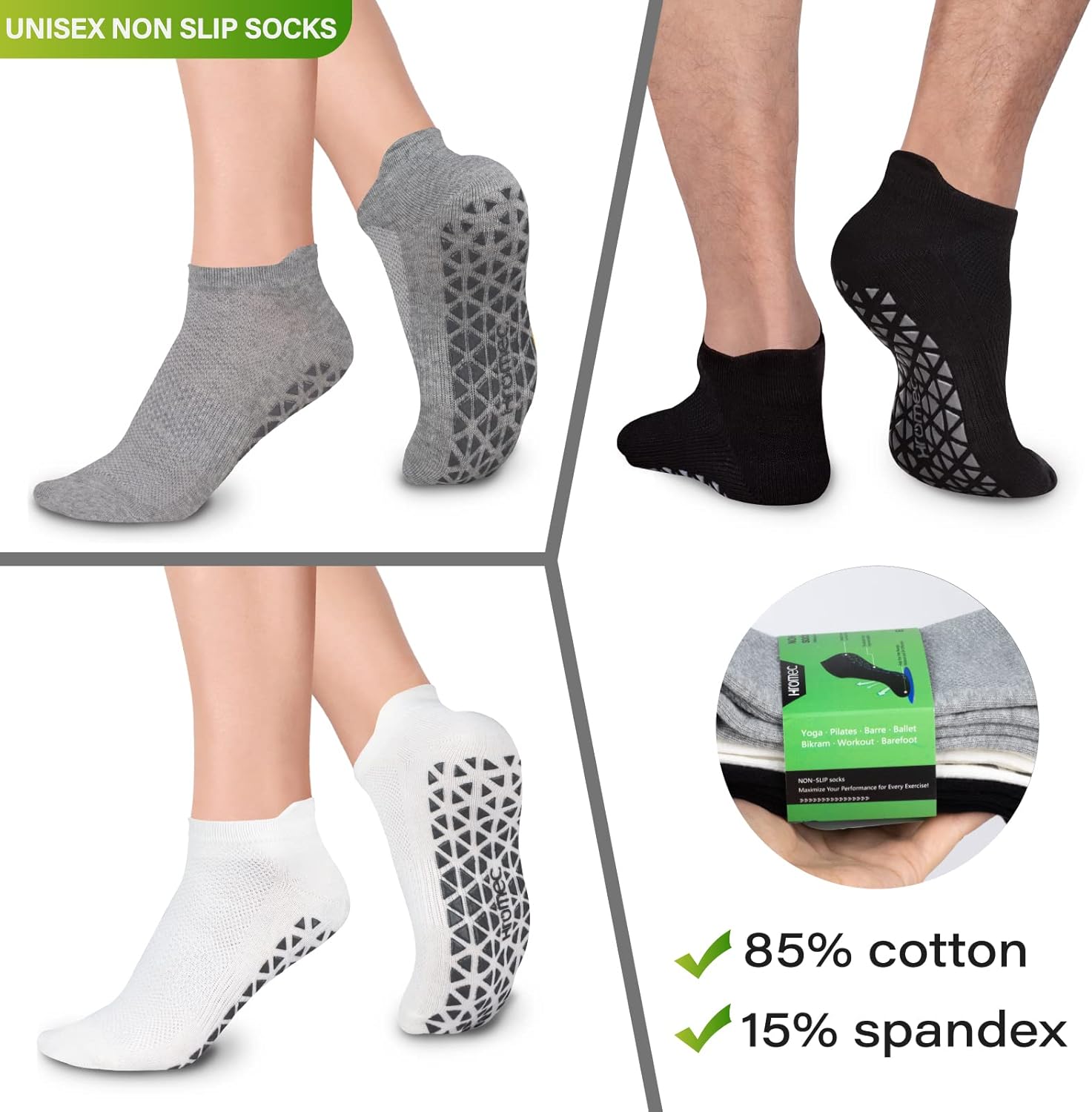 Non Slip Yoga Socks with Grips for Pilates, Ballet, Barre, Barefoot, Hospital Anti Skid Socks for Women and Men - Image 5