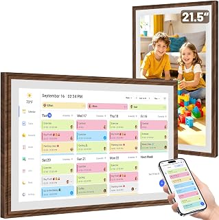 21.5 Inch Digital Calendar Chore Chart with Touchscreen - Full HD Interactive Display, Wall & Desk Mountable Family Planner, to-Do List & Meal Planner, Digital Picture Frame Gifts for Women Mom