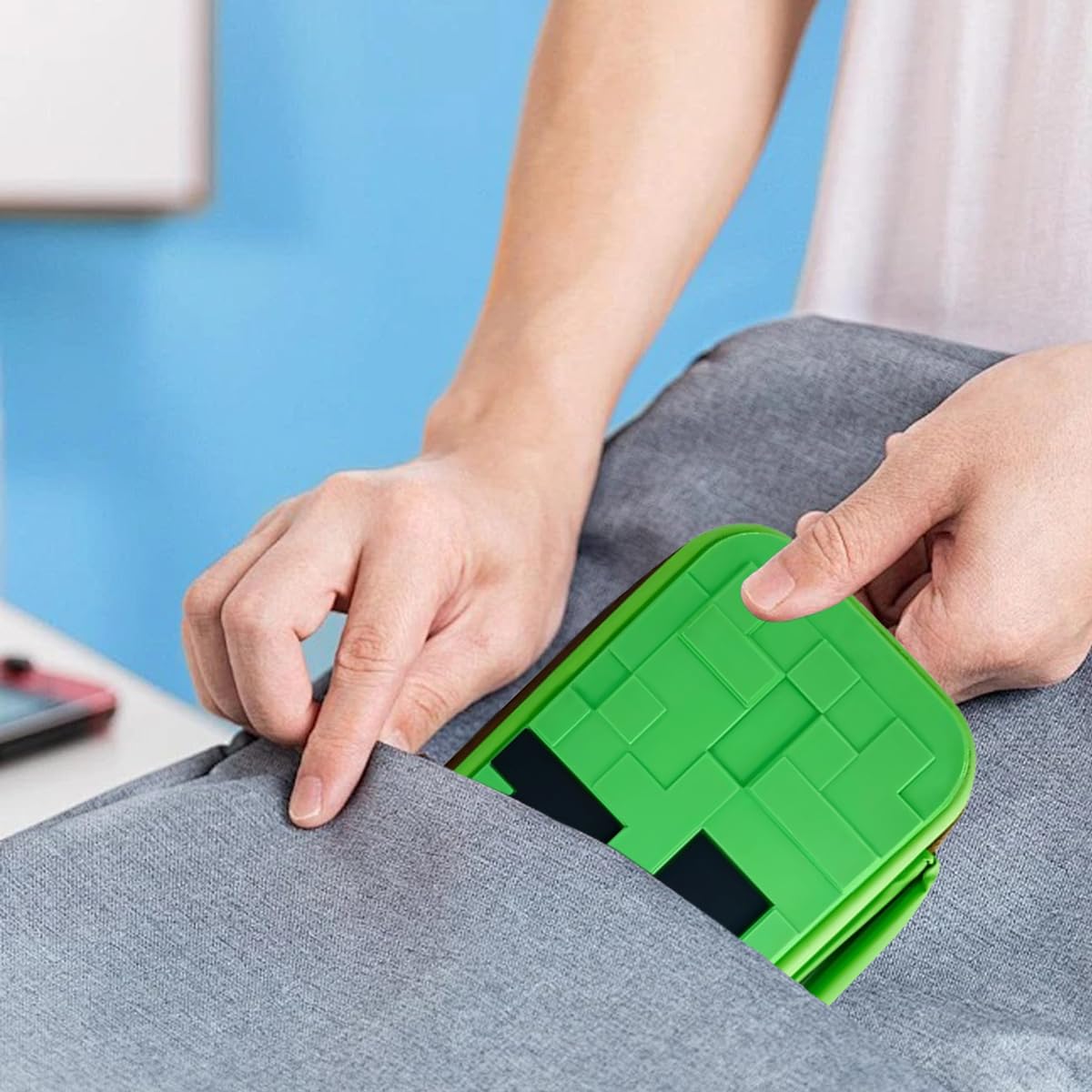 Carrying Case for Nintendo Switch, Soft Switch Case, Screen Protector, Thumb Grips Caps, Switch Accessories Protective Cases for Switch Console, Portable Travel Carry Cases for Nintendo Switch, Green