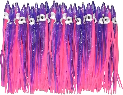 Miniatura 9 de Faldas de calamar de pesca, señuelos de pulpo, señuelos de pesca de plástico suave, cebo de calamar para agua salada, lubina, trucha de salmón