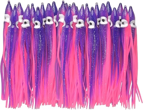 Fishing Squid Skirts Lures Octopus Skirts Trolling Lures Soft Plastic Fishing Tackle Squid Bait for Saltwater Bass Salmon Trout