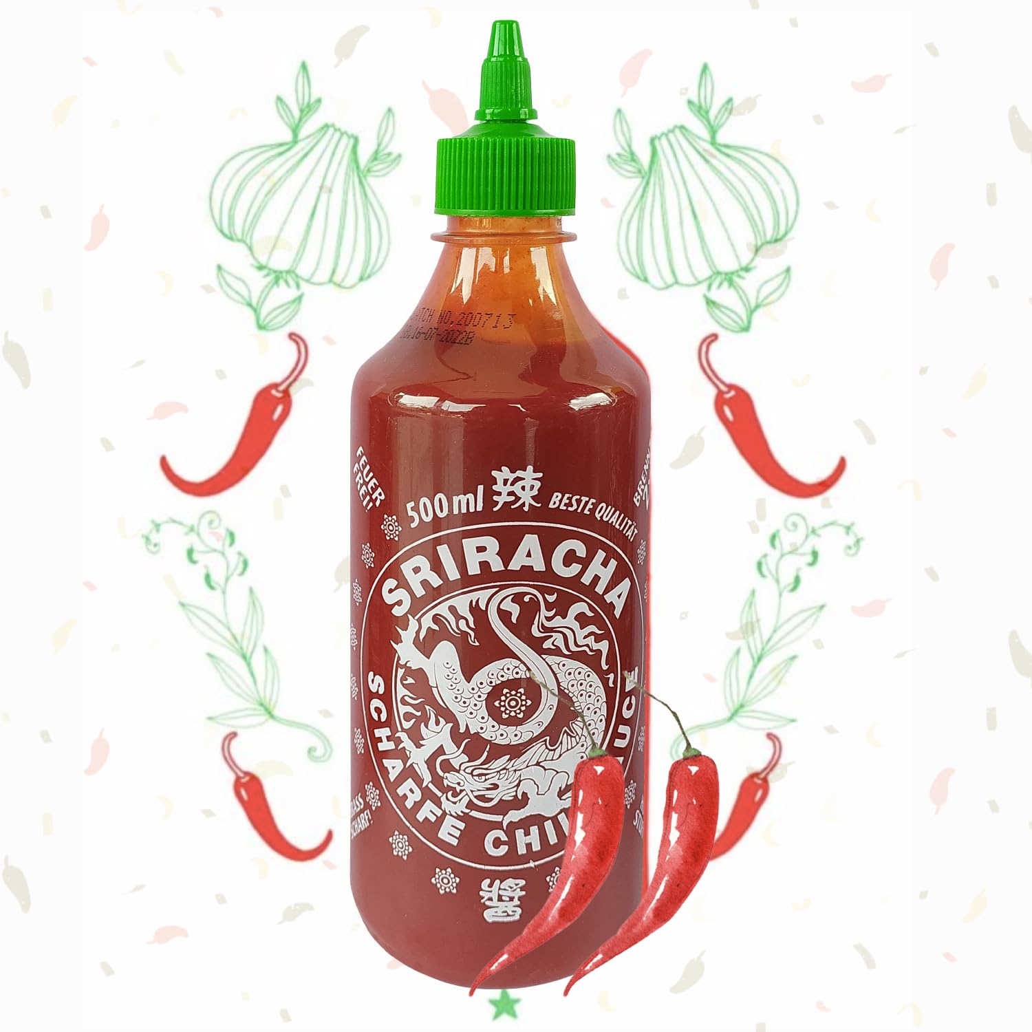A-One Sriracha Salsa original 12 x 500 ml clásica salsa de chile picante – Paquete de 12 salsa de chili – Salsa de condimentos – Super para gastronomía