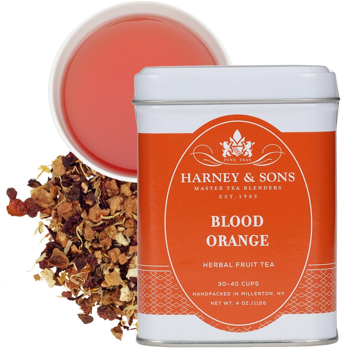 Harney & Sons Blood Orange Fruit Tea| 4 oz Loose Leaf Herbal Tea w Apple Pieces and Raspberry