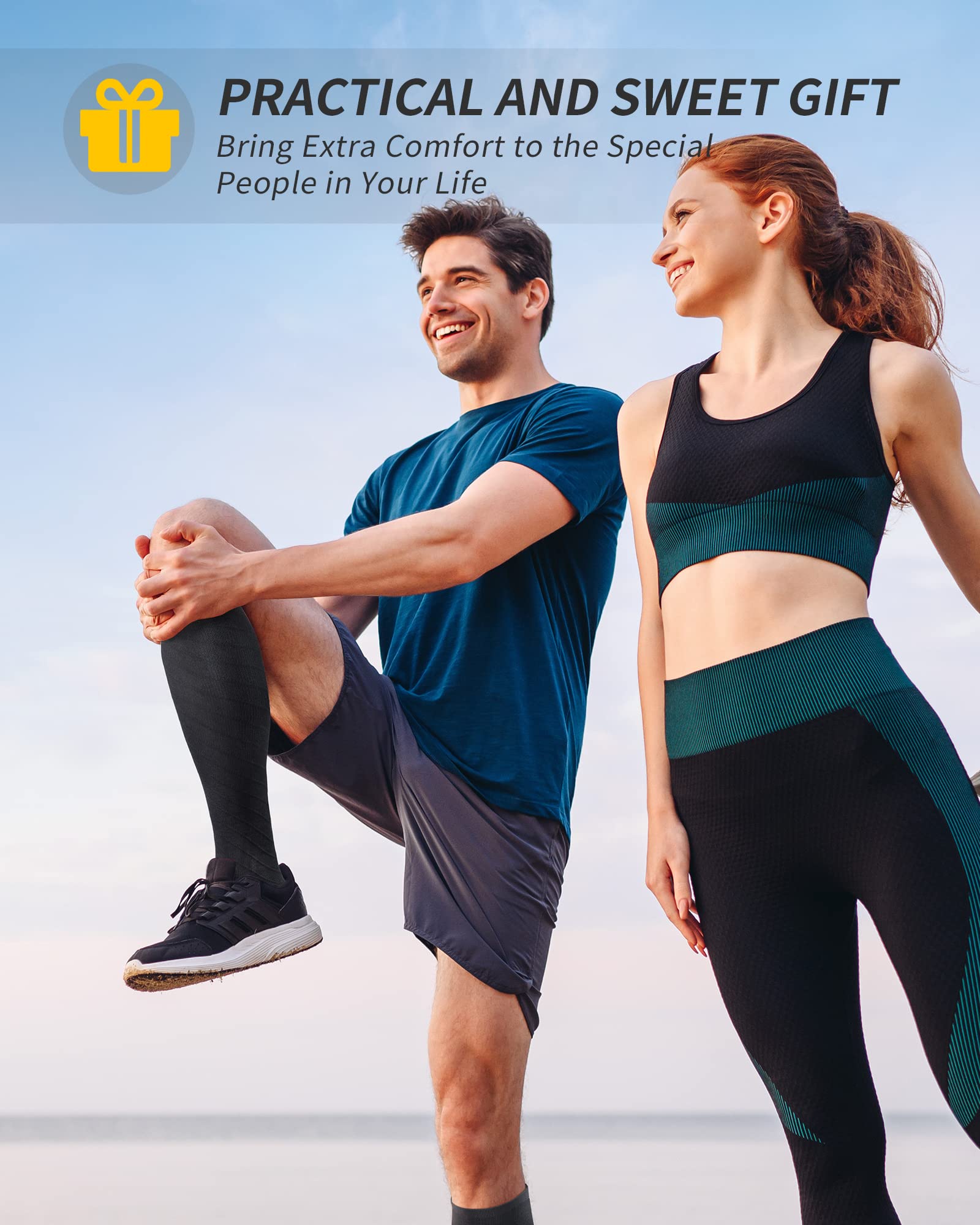 CAMBIVO Medias de Compresion Mujer y Hombre 3 Pares, Calcetines Compresion, Medias Compresivas para Running, Deporte, Ciclismo, Futbol, Volar, Trotar, Viajar