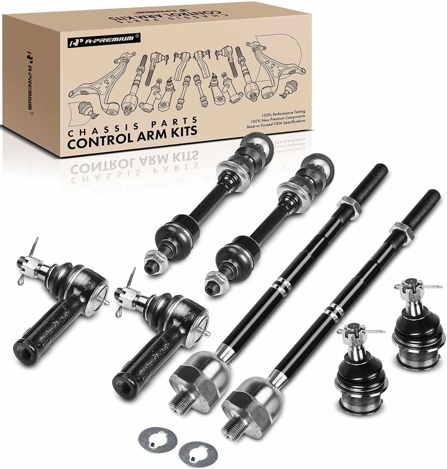 A-Premium Set of 8, Front Sway Bar Link, Lower Ball Joint, Inner Outer Tie Rod End, Compatible with Ford F-150 2005-2006, 4WD