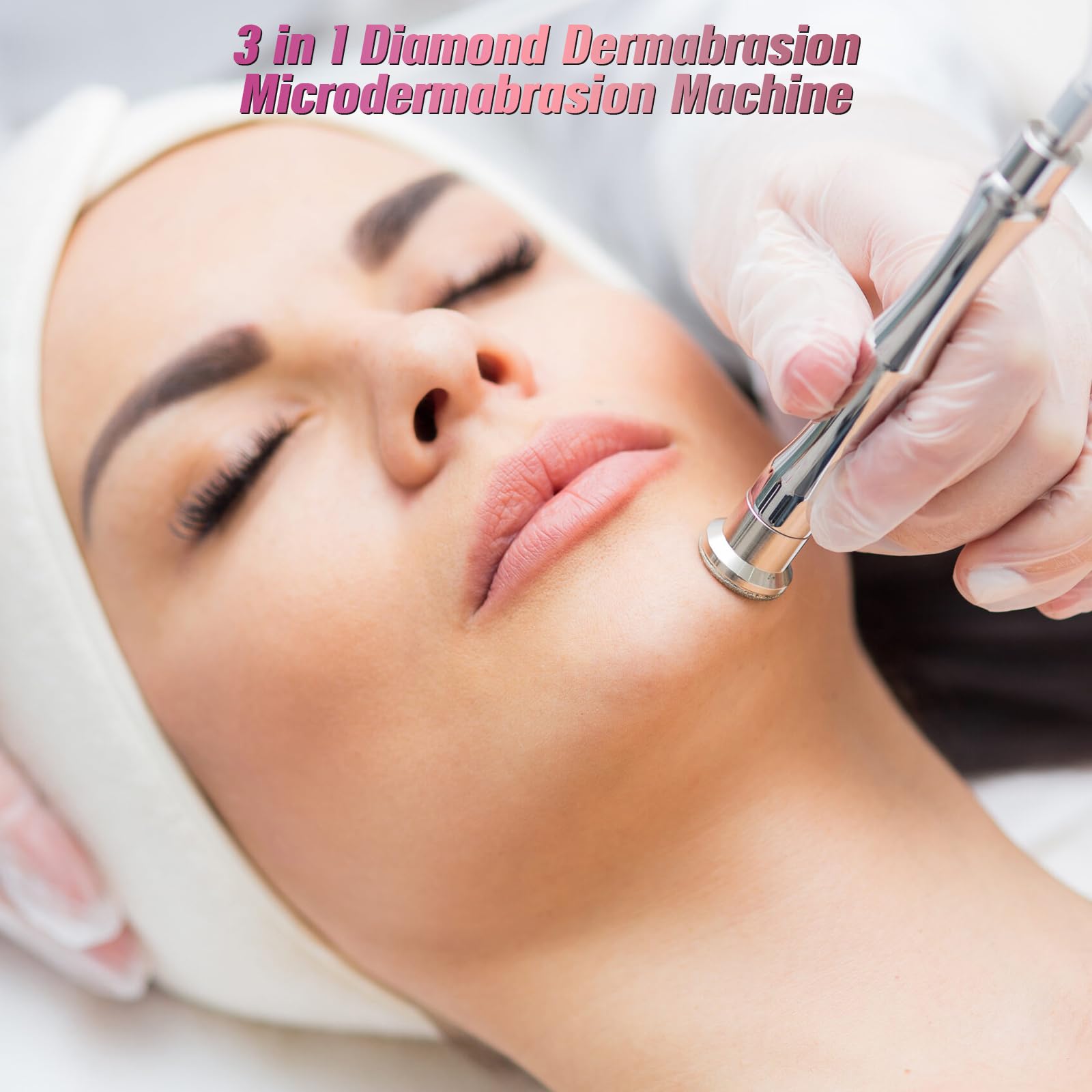 TopDirect - Macchina diamantata 3 in 1, attrezzatura per la cura della pelle del viso, dispositivo di bellezza con pistola a spruzzo (forte potenza di aspirazione: 65-68 cmhg)