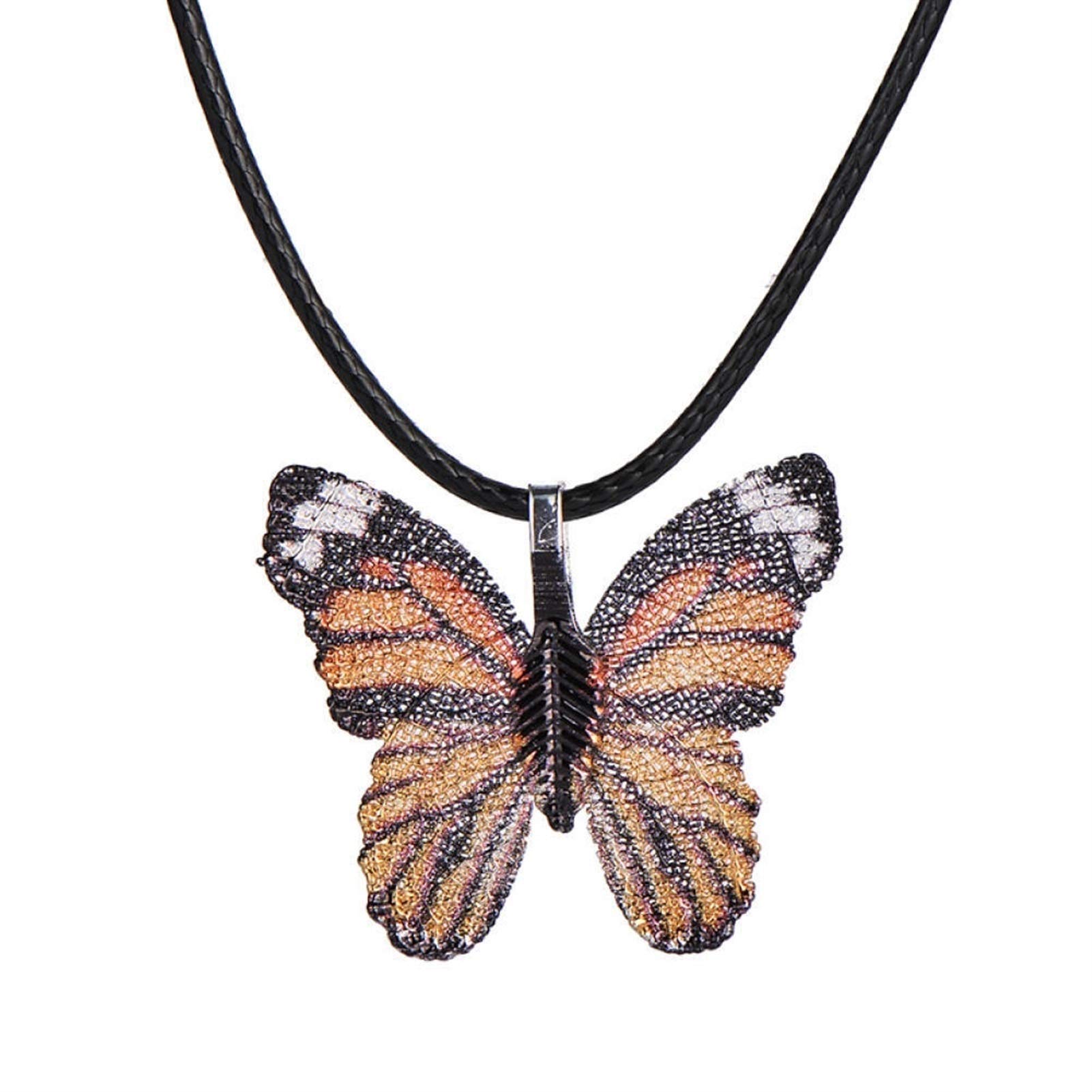 Collana con Ciondolo a Forma di Farfalla con Foglia Naturale Carina, Collana con Catena a Corda da Donna, Collana di Gioielli
