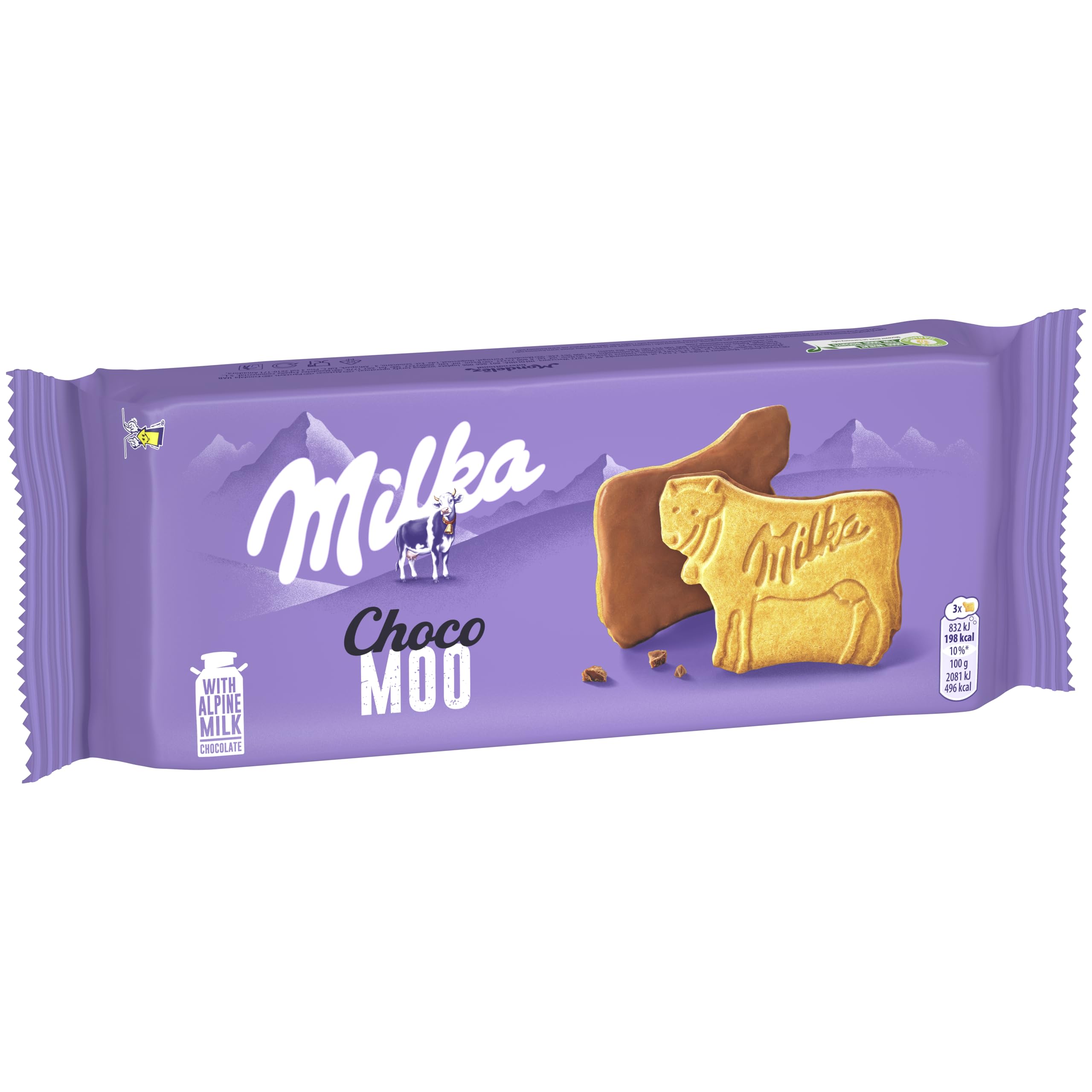 Milka Choco Moo, Galletas en Forma de Vaca Recubiertas con Chocolate con Leche, 120g