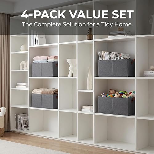 Miniatura 6 de 4 Pack Large Capacity Closet Storage bins, Foldable Storage Bins for Shelves, Large Fabric Closet Organizers with Handles for Clothing, Toys, Books,