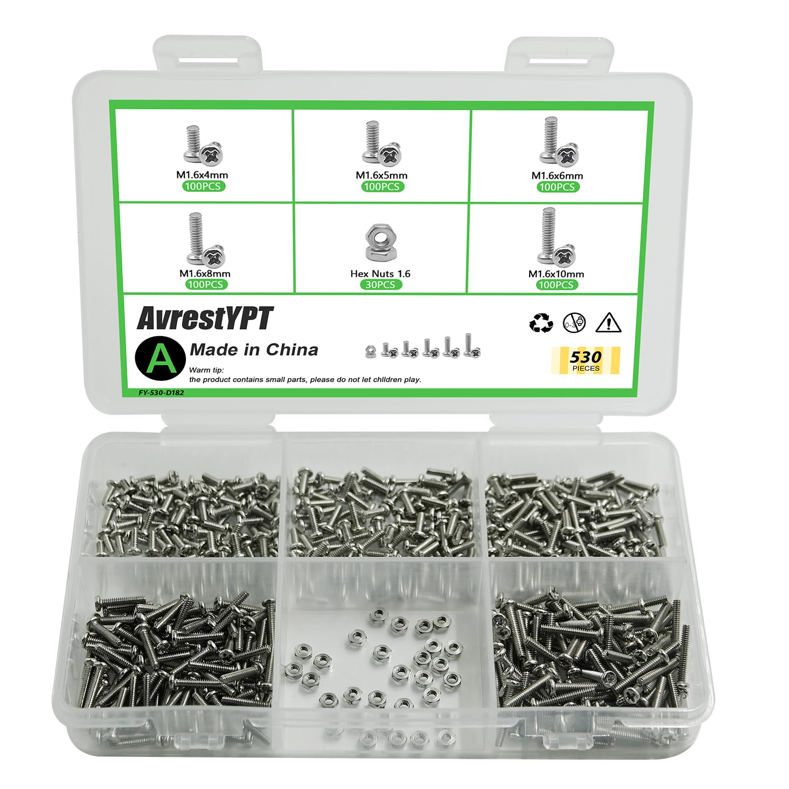 Metric Screw & Nut Kit - 1110 Pieces -12