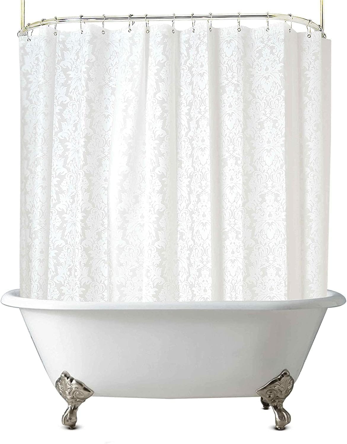 DeMediocre Clawfoot Tub Shower Curtain 180x60 Inch Damask