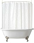 Clawfoot Tub Shower Curtain 180x60 Inch Damask Lace Shower Liner All Warp Around Extra Wide Heavy Duty Vinyl Bath Curtain for Clawfoot Bathroom PEVA Waterproof Liner 36 Metal Hooks Tub