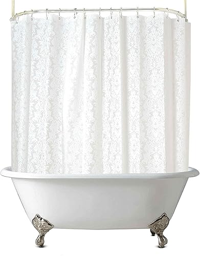 Miniatura 1 de Clawfoot - Cortina de ducha para tina, 180 x 60 pulgadas, forro de damasco que se deforma alrededor, extra ancha, cortina de baño de vinilo