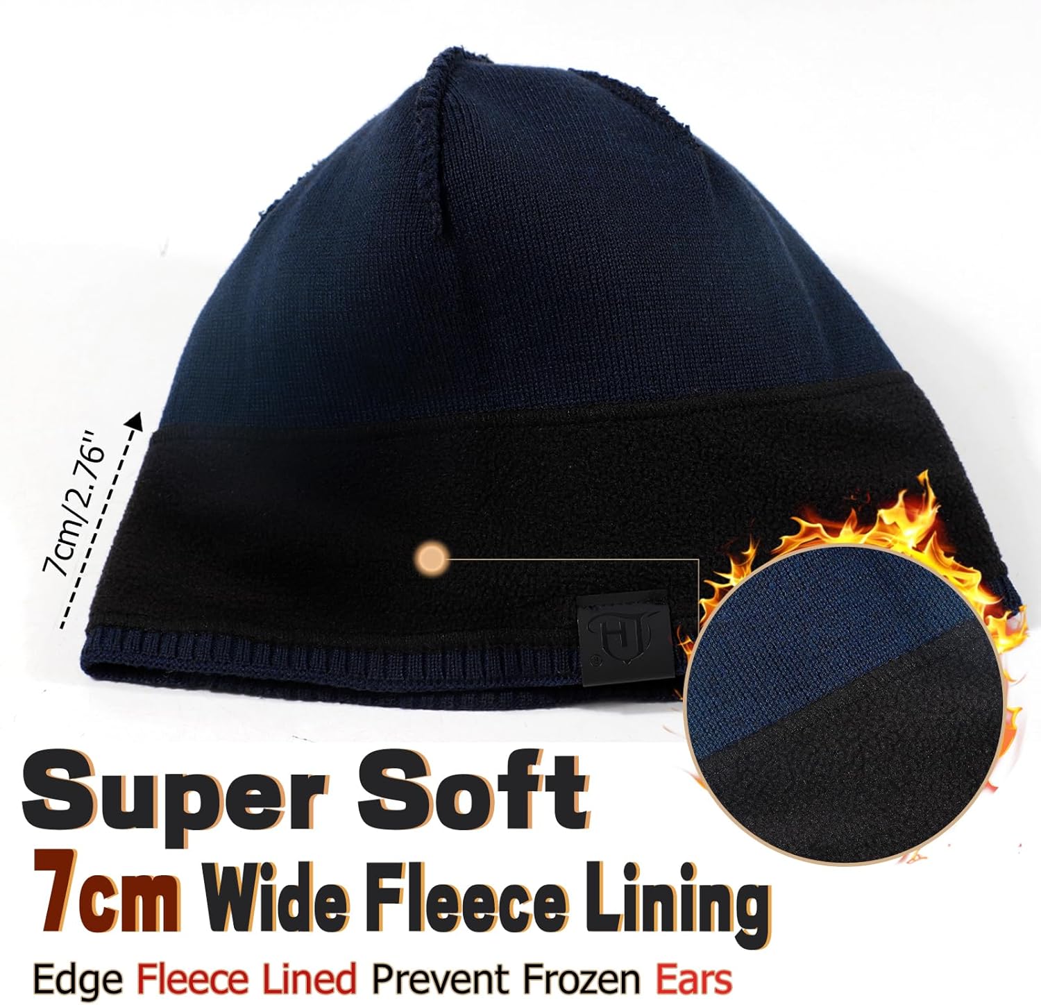 Lvaiz Mens Beanie Warm Winter Hat for Men Fleece Lined Beanie Thick Knit Hat Outdoor Skull Cap Unisex - Image 4